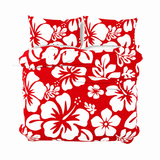 Red & White Hawaiian Flowers Duvet Cover – Large Scale – Extremely Stoked® Eco Luxe Beach Bedding