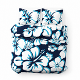 Ocean Blues Hawaiian Flowers Duvet Cover – Large Scale – Extremely Stoked® Eco Luxe Beach Bedding