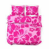 Raspberry Pinks Hawaiian Flowers Duvet Cover – Large Scale – Extremely Stoked® Eco Luxe Beach Bedding