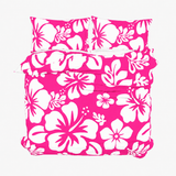 Hot Pink & White Hawaiian Flowers Duvet Cover – Large Scale – Extremely Stoked® Eco Luxe Beach Bedding