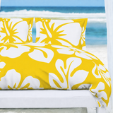 Yellow & White Hawaiian Flowers Duvet Cover – Large Scale – Extremely Stoked® Eco Luxe Beach Bedding
