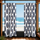 Navy Blue and Brown Classic Surfboards Window Curtains – Extremely Stoked® Eco Beach Luxe Collection - Biggie Size