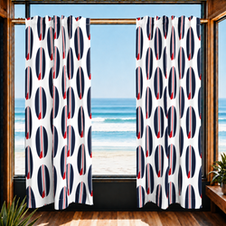 Red, White and Navy Blue Classic Surfboards Window Curtains – Extremely Stoked® Eco Beach Luxe Collection - Biggie Size