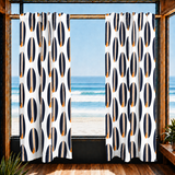 Navy Blue and Orange Classic Surfboards Window Curtains – Extremely Stoked® Eco Beach Luxe Collection - Biggie Size