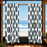Navy Blue and Fresh Green Classic Surfboards Window Curtains – Extremely Stoked® Eco Beach Luxe Collection - Biggie Size