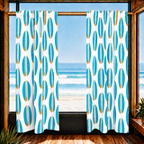 Aqua Blue and Orange Classic Surfboards Window Curtains – Extremely Stoked® Eco Beach Luxe Collection - Biggie Size