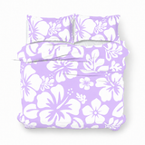 Lavender & White Hawaiian Flowers Duvet Cover – Large Scale – Extremely Stoked® Eco Luxe Beach Bedding