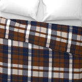 Preppy Surfer Navy Blue and Brown Plaid Duvet Cover