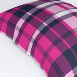 Hot Pink and Navy Blue Surfer Plaid Pillow Sham - Extremely Stoked® Eco Beach Luxe Collection