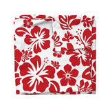 Red Hibiscus and Hawaiian Flowers on White Duvet Cover -Medium Scale - Extremely Stoked