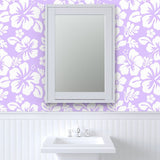 White Hawaiian Flowers on Lavender Wallpaper - Extremely Stoked