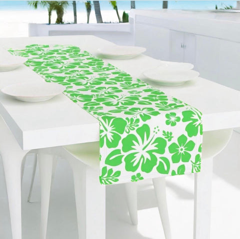 Lime Green Hawaiian Flowers Table Runner - Extremely Stoked
