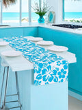 Aqua Blue Hawaiian Flowers Table Runner - Extremely Stoked