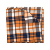 Preppy Surfer Navy Blue and Orange Plaid Duvet Cover