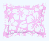 White Hawaiian Hibiscus Flowers on Pink Pillow Sham - Extremely Stoked