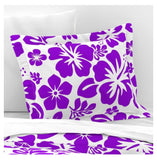 White and Purple Hawaiian Hibiscus Flowers Pillow Sham - Extremely Stoked