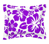 White and Purple Hawaiian Hibiscus Flowers Pillow Sham - Extremely Stoked