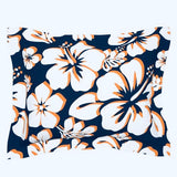 White and Orange Hibiscus Hawaiian Flowers on Navy Blue Pillow Sham - Extremely Stoked