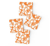 Orange and White Hawaiian Flowers Cocktail Napkins - Extremely Stoked