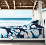 Ocean Blues Hawaiian Hibiscus Flowers Sheet Set from Surfer Bedding™️ Large Scale - Extremely Stoked