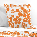 Orange and White Hawaiian Hibiscus Flowers Euro Pillow Sham - Extremely Stoked