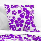 Purple and White Hawaiian Hibiscus Flowers Euro Pillow Sham - Extremely Stoked