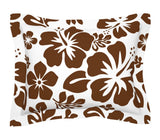 White and Brown Hawaiian Hibiscus Flowers Pillow Sham - Extremely Stoked