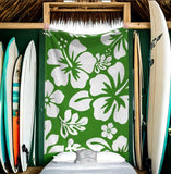 White and Fresh Green Hawaiian and Hibiscus Flowers Minky Throw Blank - Extremely Stoked