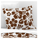 White and Brown Hawaiian Hibiscus Flowers Pillow Sham - Extremely Stoked