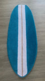 Aqua Teal Blue and White Surfboard Rug