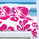 Hot_Pink_Hawaiian_Flowers_on_White_Duvet_Cover_Large_Scale_Extremely_Stoked_Eco_Luxe_Beach_Bedding