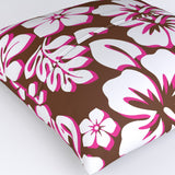Brown, White and Hot Pink Hawaiian Flowers Euro Pillow Sham – Extremely Stoked® Eco Beach Luxe Collection