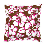 Brown, White and Hot Pink Hawaiian Flowers Euro Pillow Sham – Extremely Stoked® Eco Beach Luxe Collection