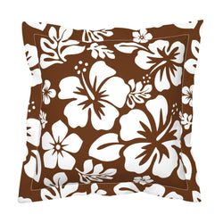 Brown and White Hawaiian Flowers Euro Pillow Sham – Extremely Stoked® Eco Beach Luxe Collection