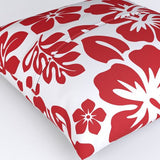 Red Hawaiian Flowers on White Euro Pillow Sham – Extremely Stoked® Eco Beach Luxe Collection