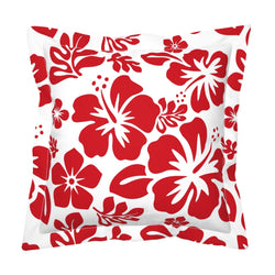 Red Hawaiian Flowers on White Euro Pillow Sham – Extremely Stoked® Eco Beach Luxe Collection