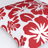 Red Hawaiian Flowers on White Euro Pillow Sham – Extremely Stoked® Eco Beach Luxe Collection