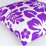 Purple Hawaiian Flowers on White Euro Pillow Sham – Extremely Stoked® Eco Beach Luxe Collection