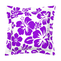Purple Hawaiian Flowers on White Euro Pillow Sham – Extremely Stoked® Eco Beach Luxe Collection