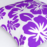 Purple Hawaiian Flowers on White Euro Pillow Sham – Extremely Stoked® Eco Beach Luxe Collection