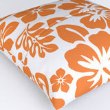 Orange Hawaiian Flowers on White Euro Pillow Sham – Extremely Stoked® Eco Beach Luxe Collection