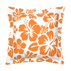 Orange Hawaiian Flowers on White Euro Pillow Sham – Extremely Stoked® Eco Beach Luxe Collection