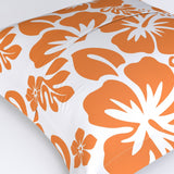 Orange Hawaiian Flowers on White Euro Pillow Sham – Extremely Stoked® Eco Beach Luxe Collection