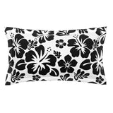 Black Hawaiian Flowers on White Pillow Sham – Extremely Stoked® Eco Beach Luxe Collection