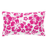 Hot Pink Hawaiian Flowers on White Pillow Sham – Extremely Stoked® Eco Beach Luxe Collection