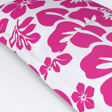 Hot Pink Hawaiian Flowers on White Pillow Sham – Extremely Stoked® Eco Beach Luxe Collection