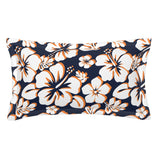 Navy Blue, White and Orange Hawaiian Flowers Pillow Sham – Extremely Stoked® Eco Beach Luxe Collection