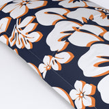 Navy Blue, White and Orange Hawaiian Flowers Pillow Sham – Extremely Stoked® Eco Beach Luxe Collection