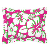 Hot Pink, White and Lime Hawaiian Flowers Pillow Sham – Extremely Stoked® Eco Beach Luxe Collection