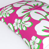 Hot Pink, White and Lime Hawaiian Flowers Pillow Sham – Extremely Stoked® Eco Beach Luxe Collection